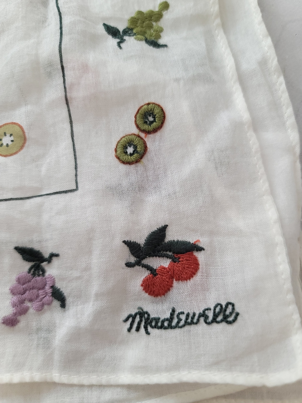 Madewell Embroidered Fresca Fruit Print 100% Cotton Scarf NE407 - Picture 2 of 7